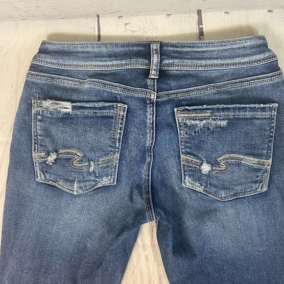 Silver Jeans 'Sam' Women's Size 25 (26 x 28) Straight leg Low Rise Distressed - Picture 9 of 13